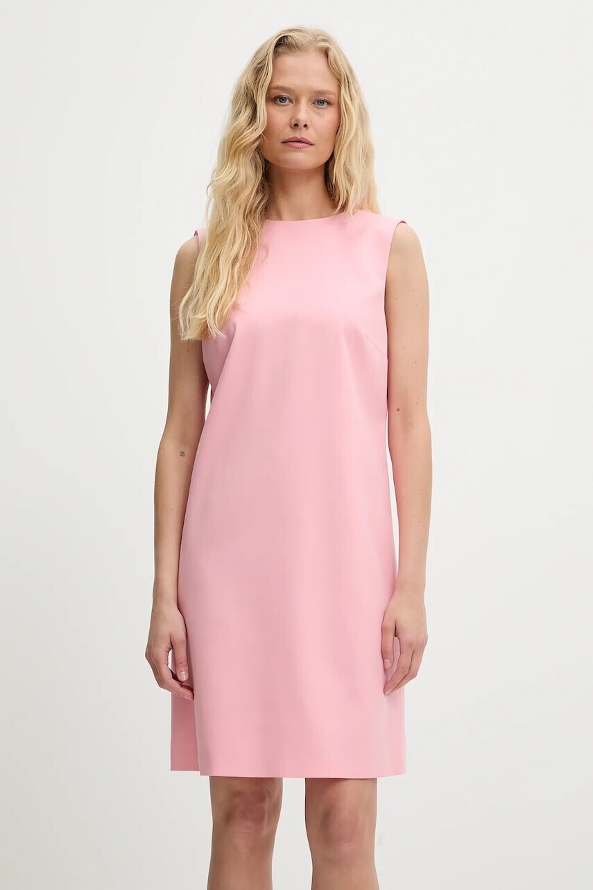 Šaty HUGO ružová farba, mini, rovný strih, 50553125