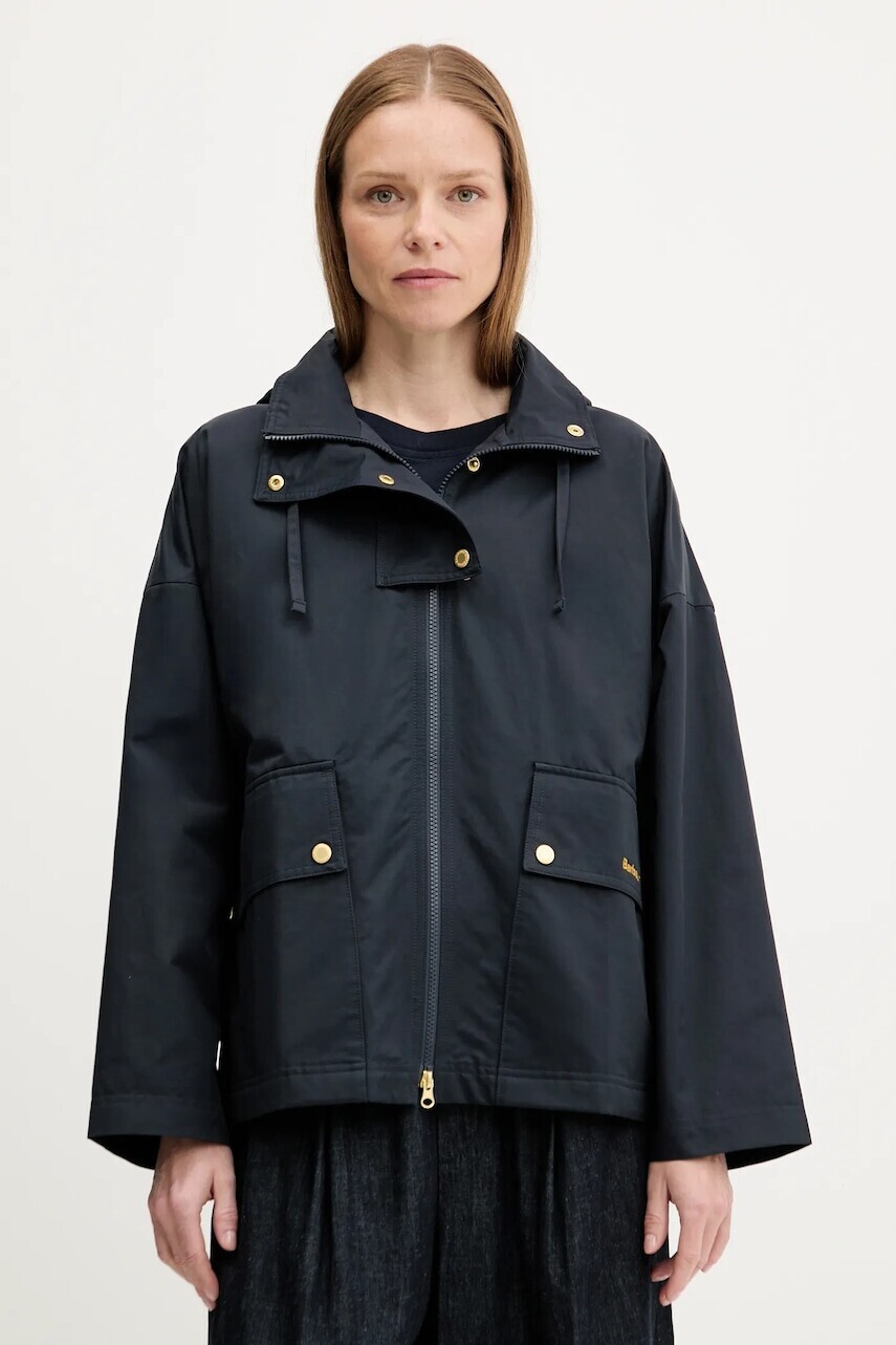 Bunda Barbour CECILE tmavomodrá farba, prechodná, oversize, LSP0240