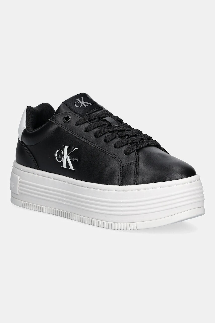Tenisky Calvin Klein Jeans BOLD FLATF LOW LACE LTH čierna farba, YW0YW01878