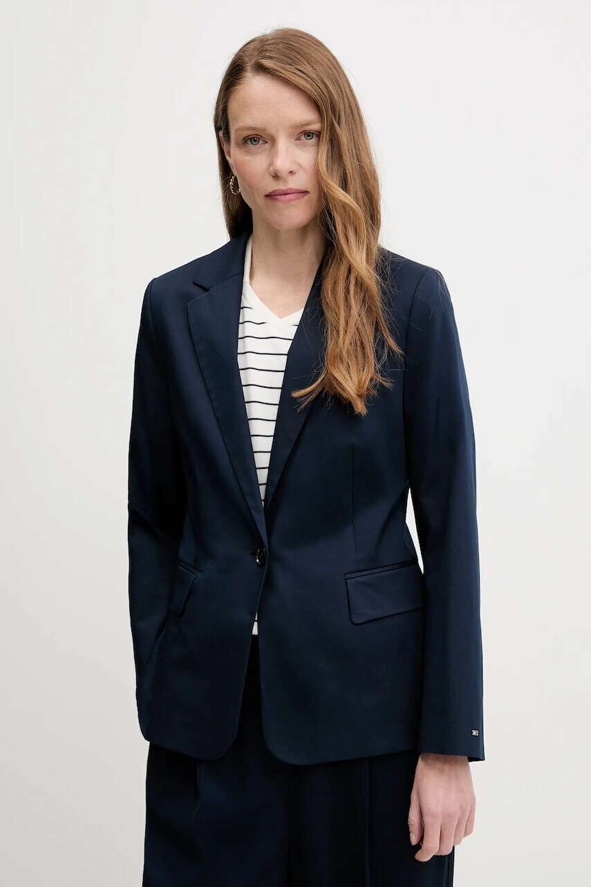 Sako Tommy Hilfiger tmavomodrá farba, jednoradové, jednofarebné, WW0WW47179