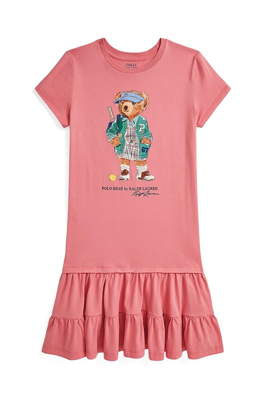 Šaty Polo Ralph Lauren ružová farba, midi, áčkový strih, 313971130001