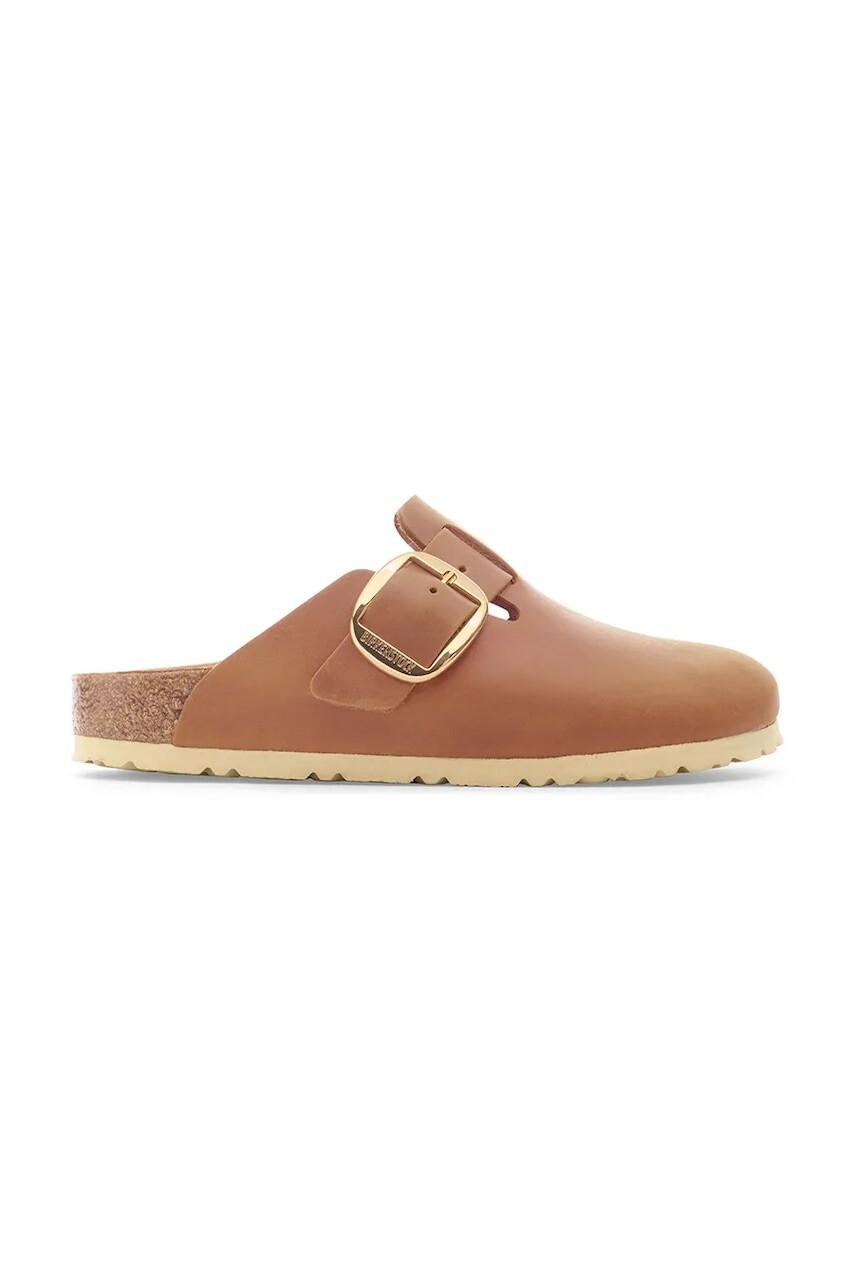 Kožené šľapky Birkenstock Boston Big Buckle hnedá farba, 1030446