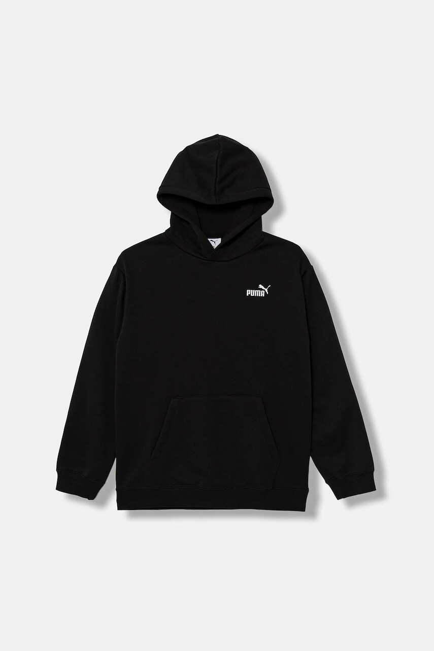 Detská mikina Puma ESS Small No. 1 Logo Relaxed Hoodie FL B čierna farba, s kapucňou, jednofarebná, 684921