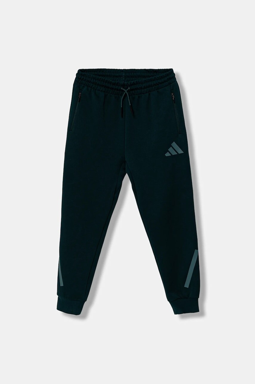 Detské tepláky adidas zelená farba, s potlačou, JW2430