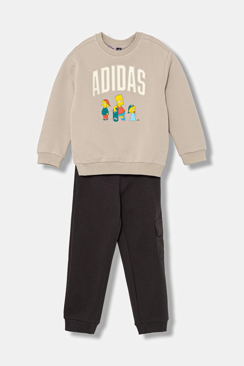 Detská tepláková súprava adidas hnedá farba, JL9197