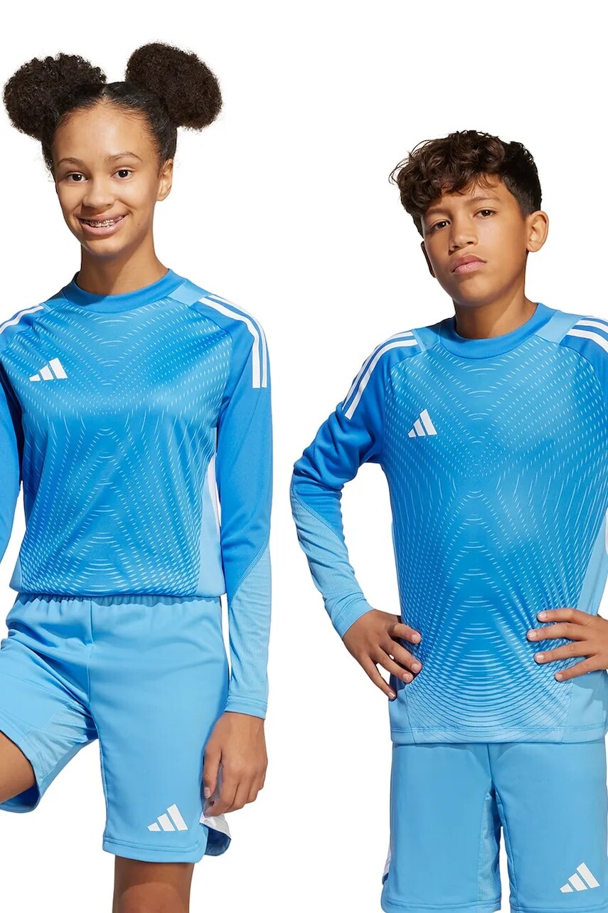 Detské tričko s dlhým rukávom adidas Performance modrá farba, vzorované, JI9701