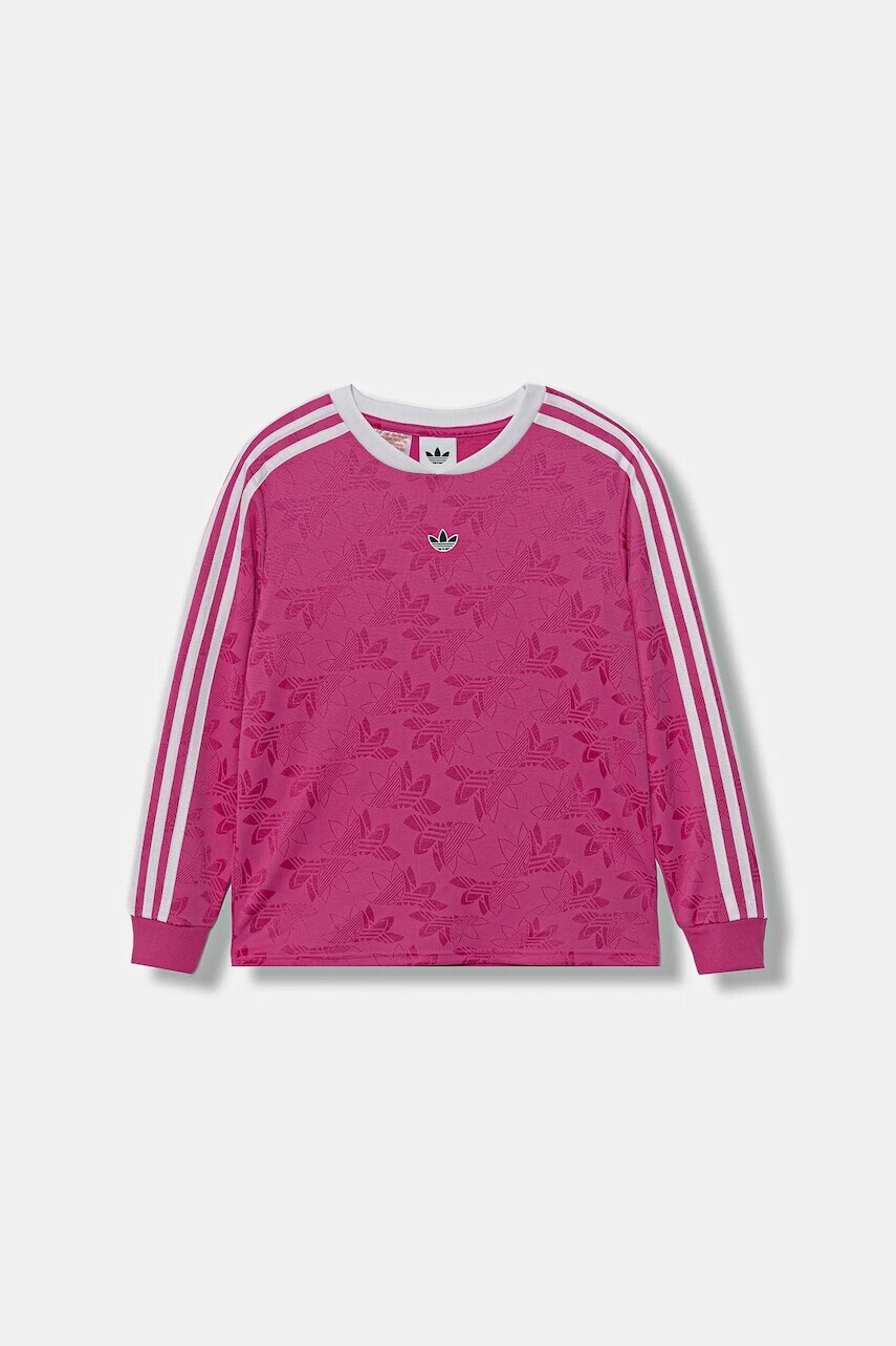 Detské tričko s dlhým rukávom adidas Originals ružová farba, s nášivkou, JW2845