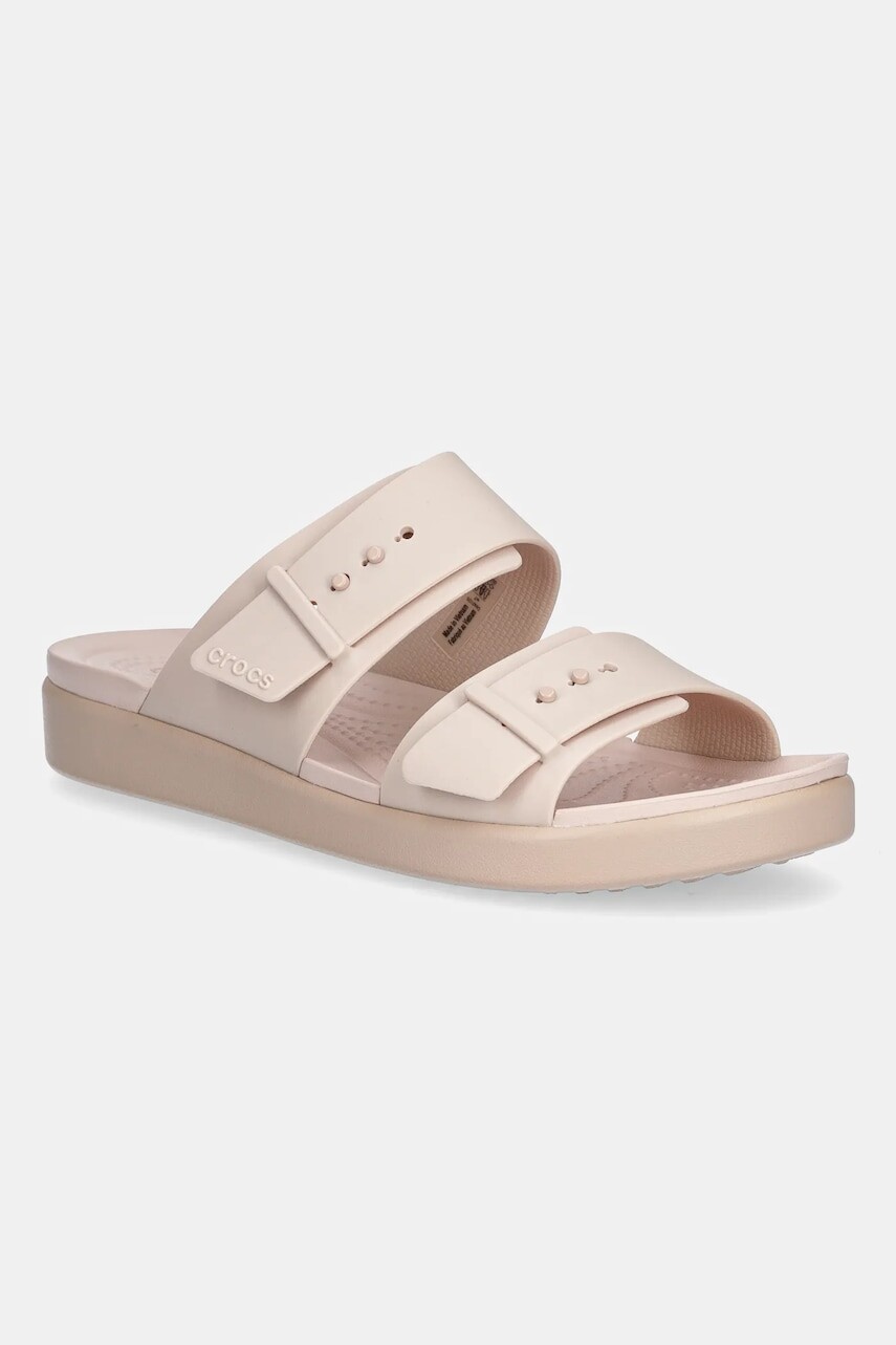 Šľapky Crocs Brooklyn Buckle Low ružová farba, na platforme, 211215