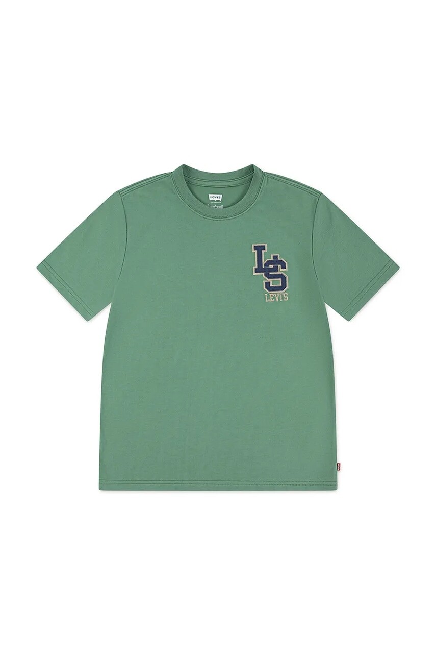 Detské tričko Levi's STREAMLINE MONOGRAM TEE zelená farba, s nášivkou, 8EP035
