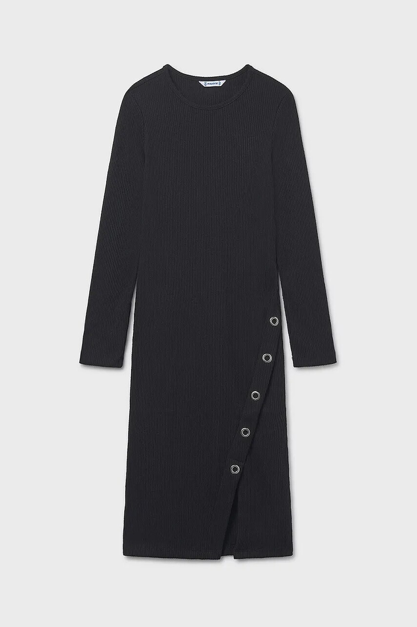 Dievčenské šaty Mayoral čierna farba, midi, priliehavé, 7915