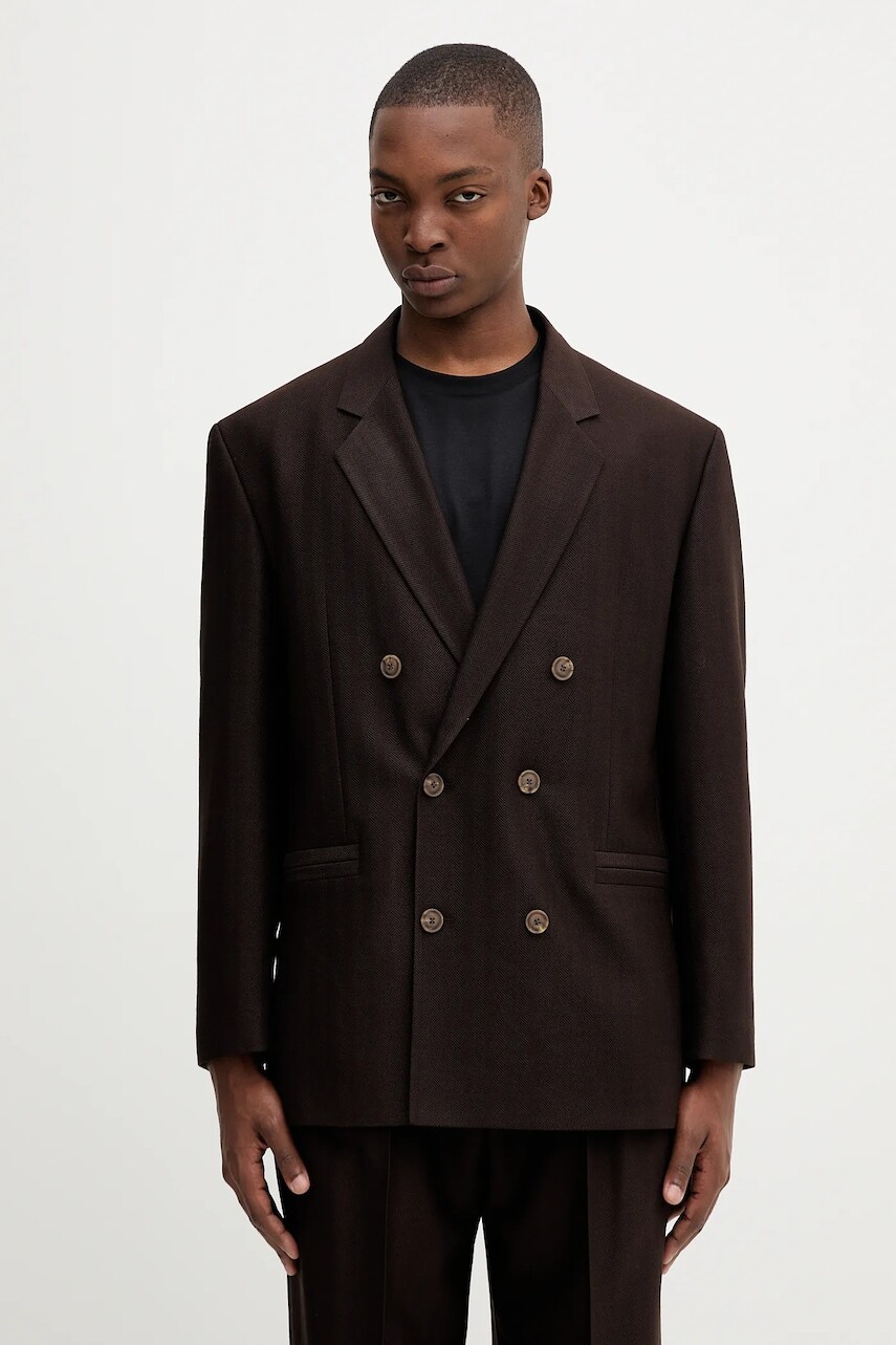 Sako s prímesou vlny HUGO hnedá farba, 50549673