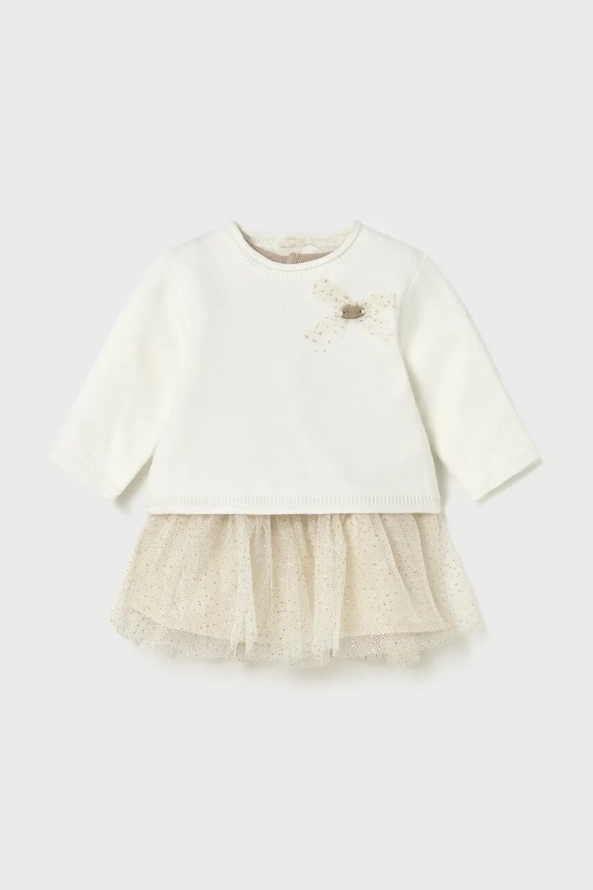 Šaty a sveter Mayoral Newborn béžová farba, mini, áčkový strih, 2808