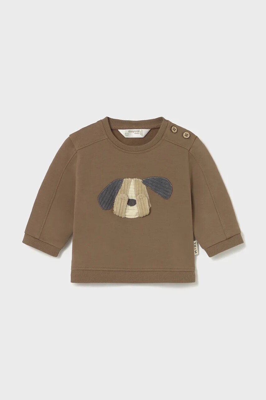Detský bavlnený svetrík Mayoral Newborn hnedá farba, ľahký, 2406