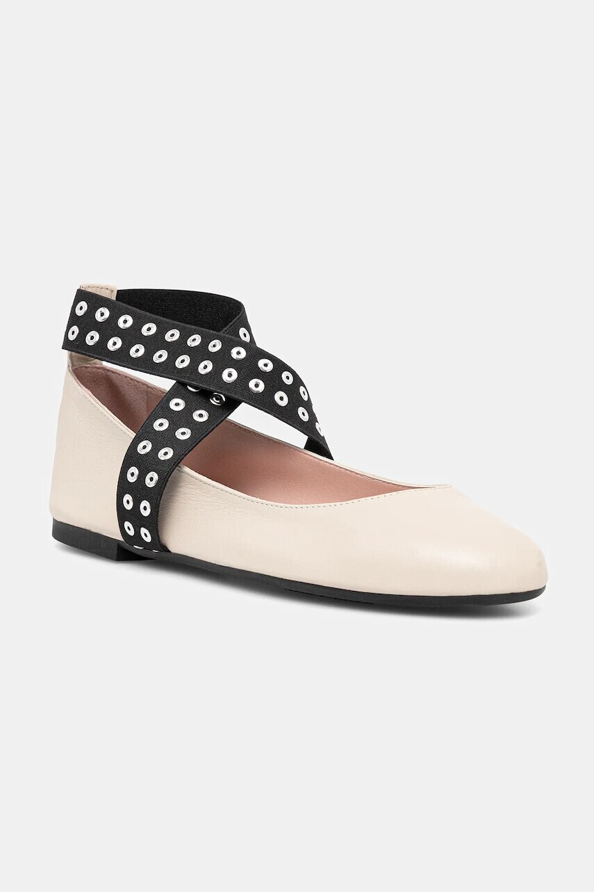 Kožené balerínky Pretty Ballerinas Nicole béžová farba, 52562_002