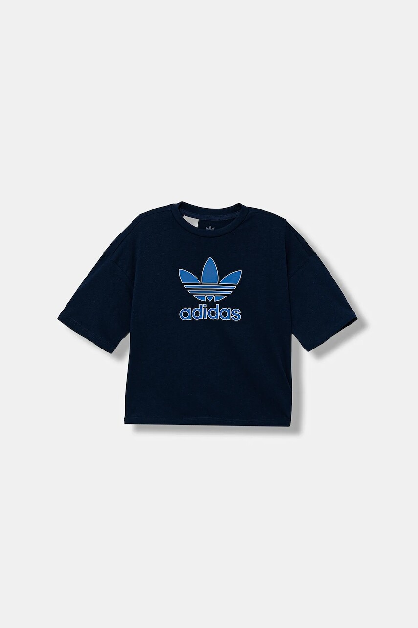 Detské bavlnené tričko adidas Originals tmavomodrá farba, s potlačou, JY1139