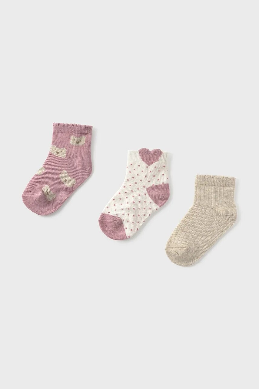 Detské ponožky Mayoral 3-pak ružová farba, 10012