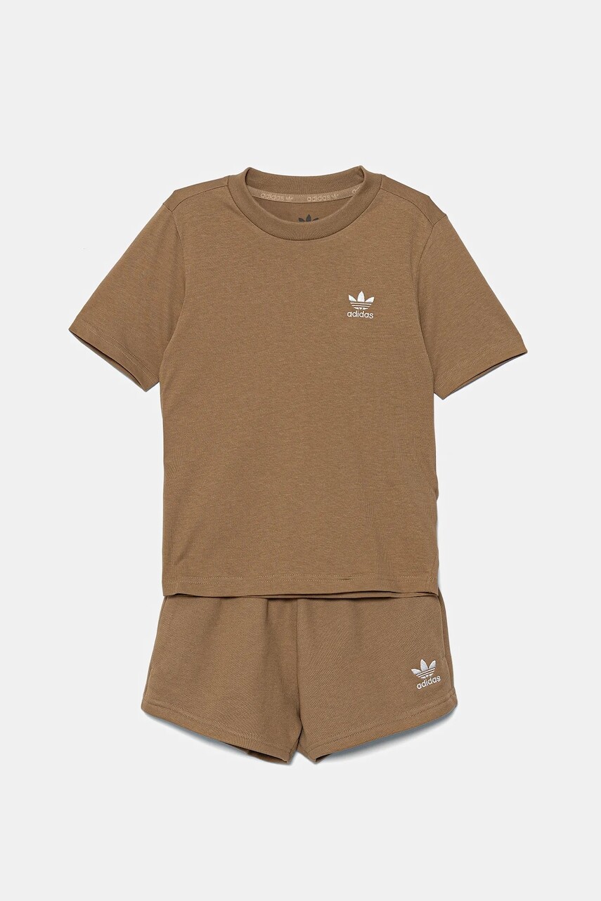 Detská bavlnená súprava adidas Originals zelená farba, JY4879