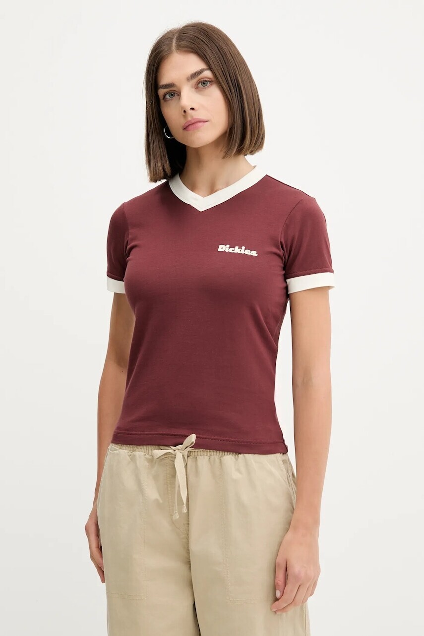 Tričko Dickies dámske, červená farba, DK0A87Q9