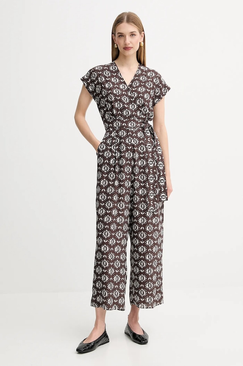 Hodvábny overal Weekend Max Mara ARIZONA hnedá farba, v výstrih, 2525246021600