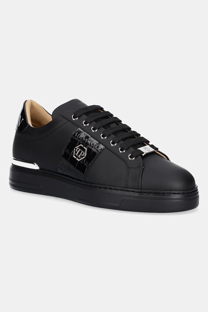Kožené tenisky Philipp Plein Band In čierna farba, USC0664.PLE010N.0202