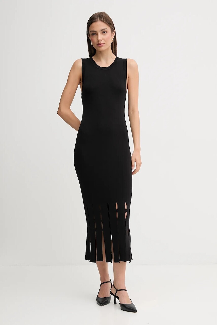 Šaty Dkny čierna farba, maxi, priliehavé, P5EUAX20