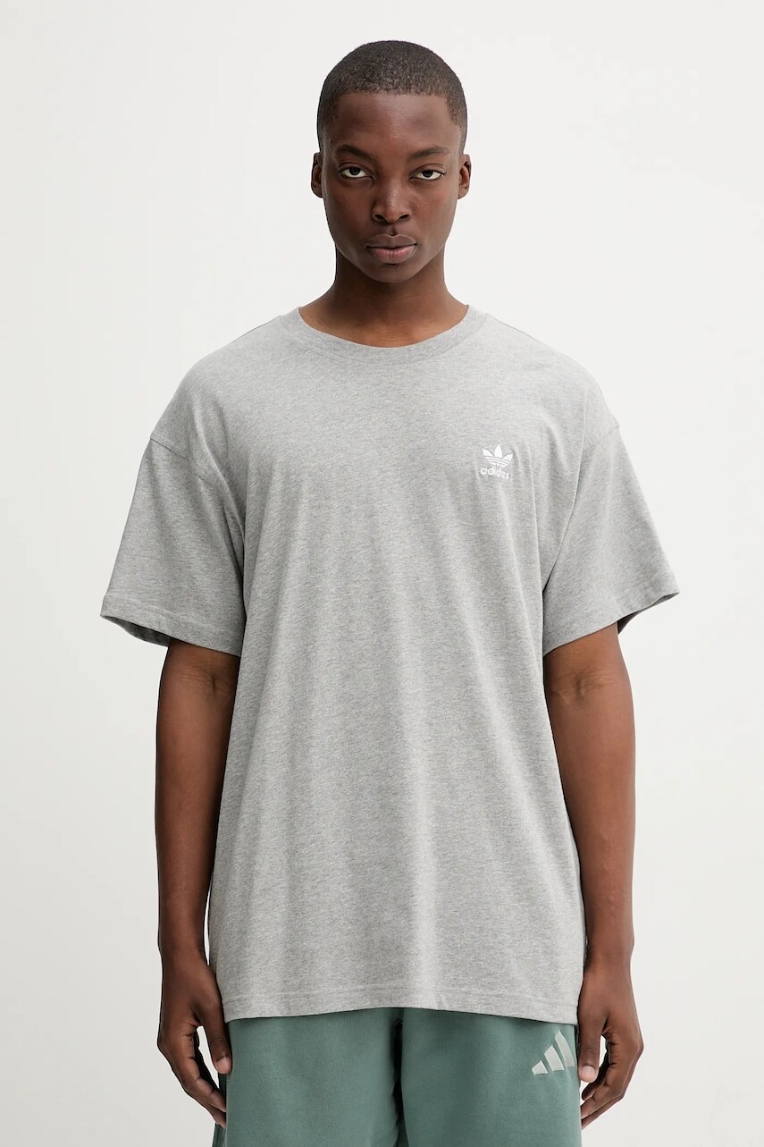 Bavlnené tričko adidas Originals Essentials pánske, šedá farba, jednofarebné, JY6270