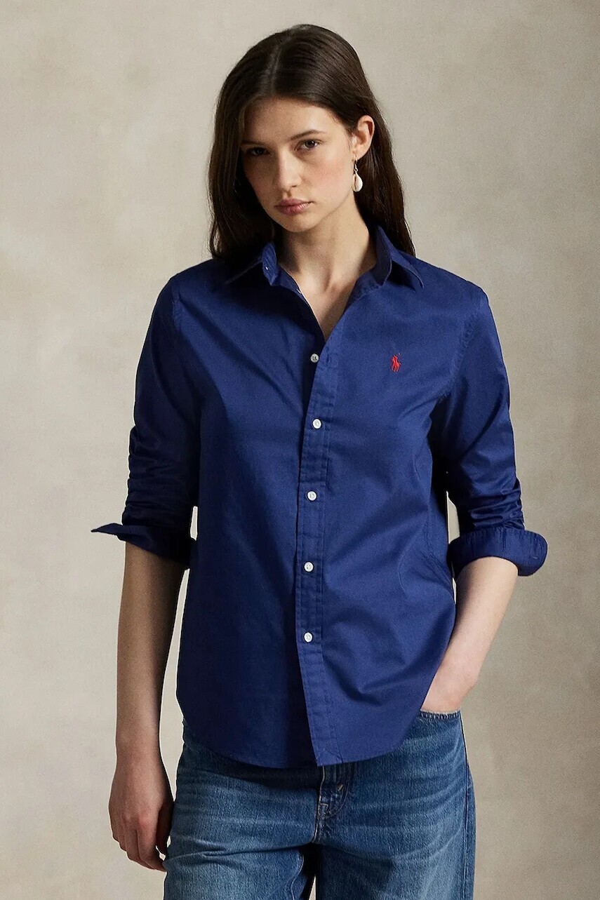 Bavlnená košeľa Polo Ralph Lauren tmavomodrá farba, regular, s klasickým golierom, 211A92177
