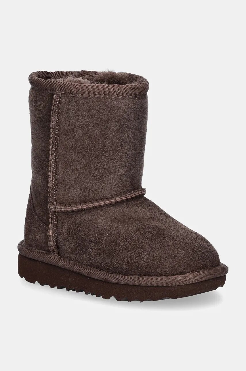 Detské semišové snehule UGG T CLASSIC II hnedá farba