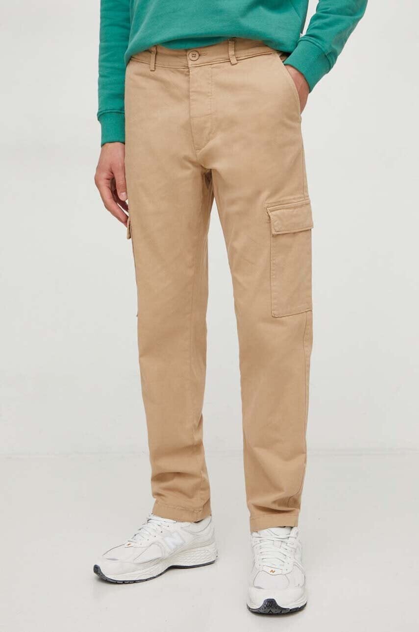 Nohavice Pepe Jeans SLIM CARGO pánske, béžová farba, strih cargo, PM211641