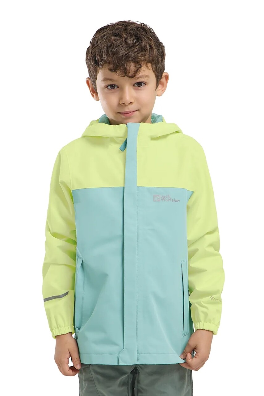 Detská nepremokavá bunda Jack Wolfskin TUCAN zelená farba