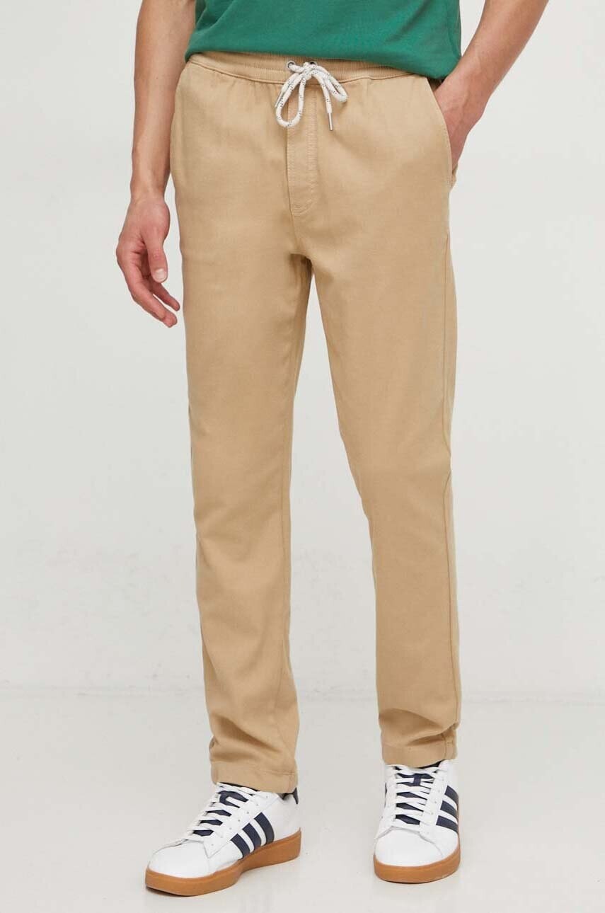 Nohavice Pepe Jeans GYMDIGO PULL ON PANT pánske, béžová farba, strih chinos, PM211692