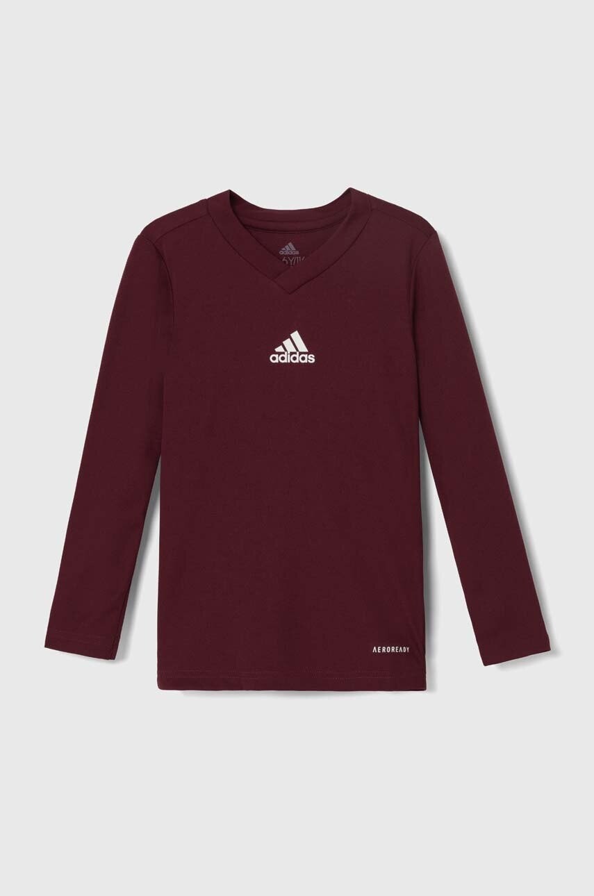 Detské tričko s dlhým rukávom adidas Performance TEAM BASE TEE Y bordová farba, s potlačou, GN7510