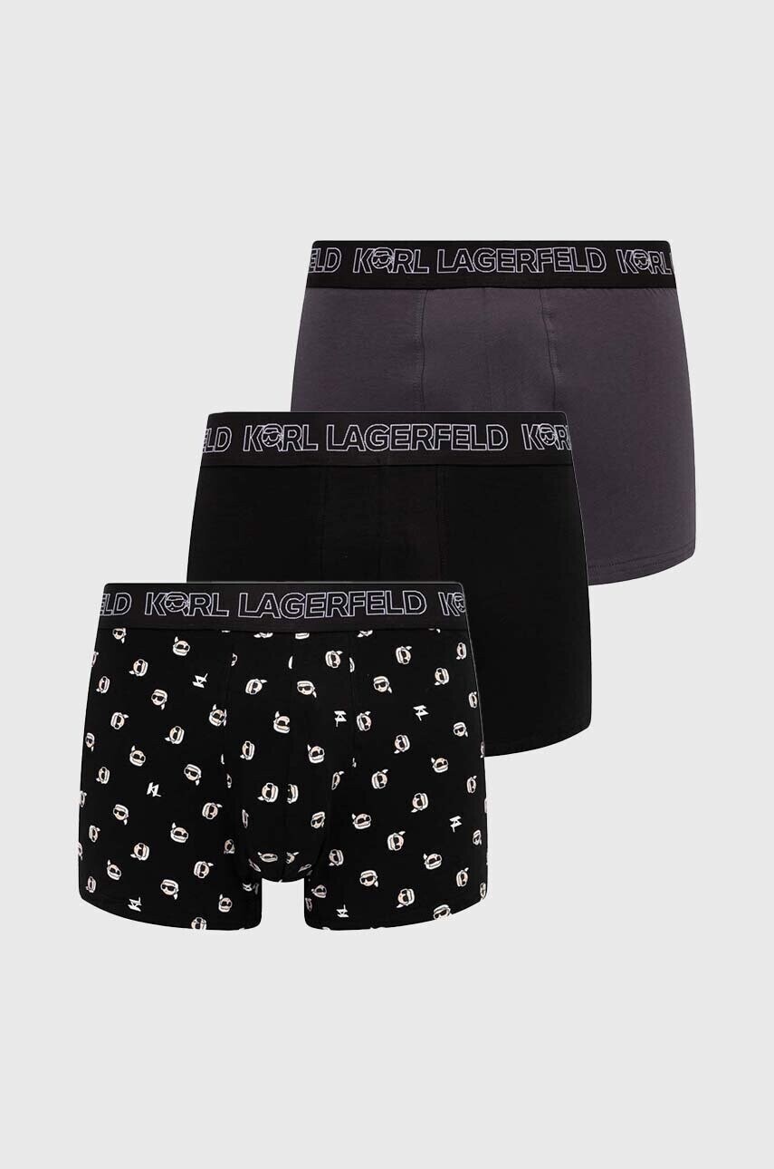Boxerky Karl Lagerfeld 3-pak pánske, čierna farba, 245M2104