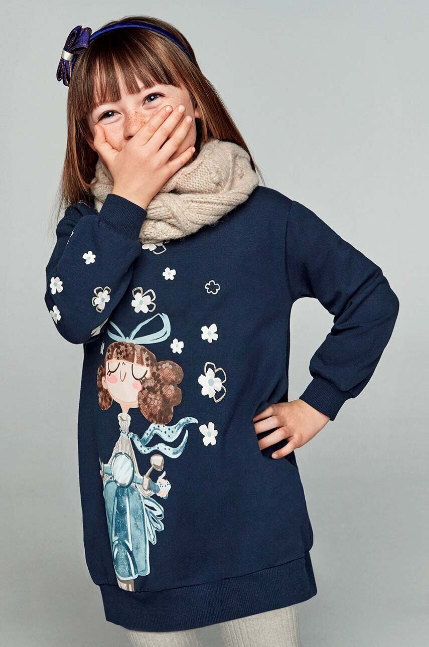 Dievčenské šaty Mayoral tmavomodrá farba, mini, rovný strih, 4933