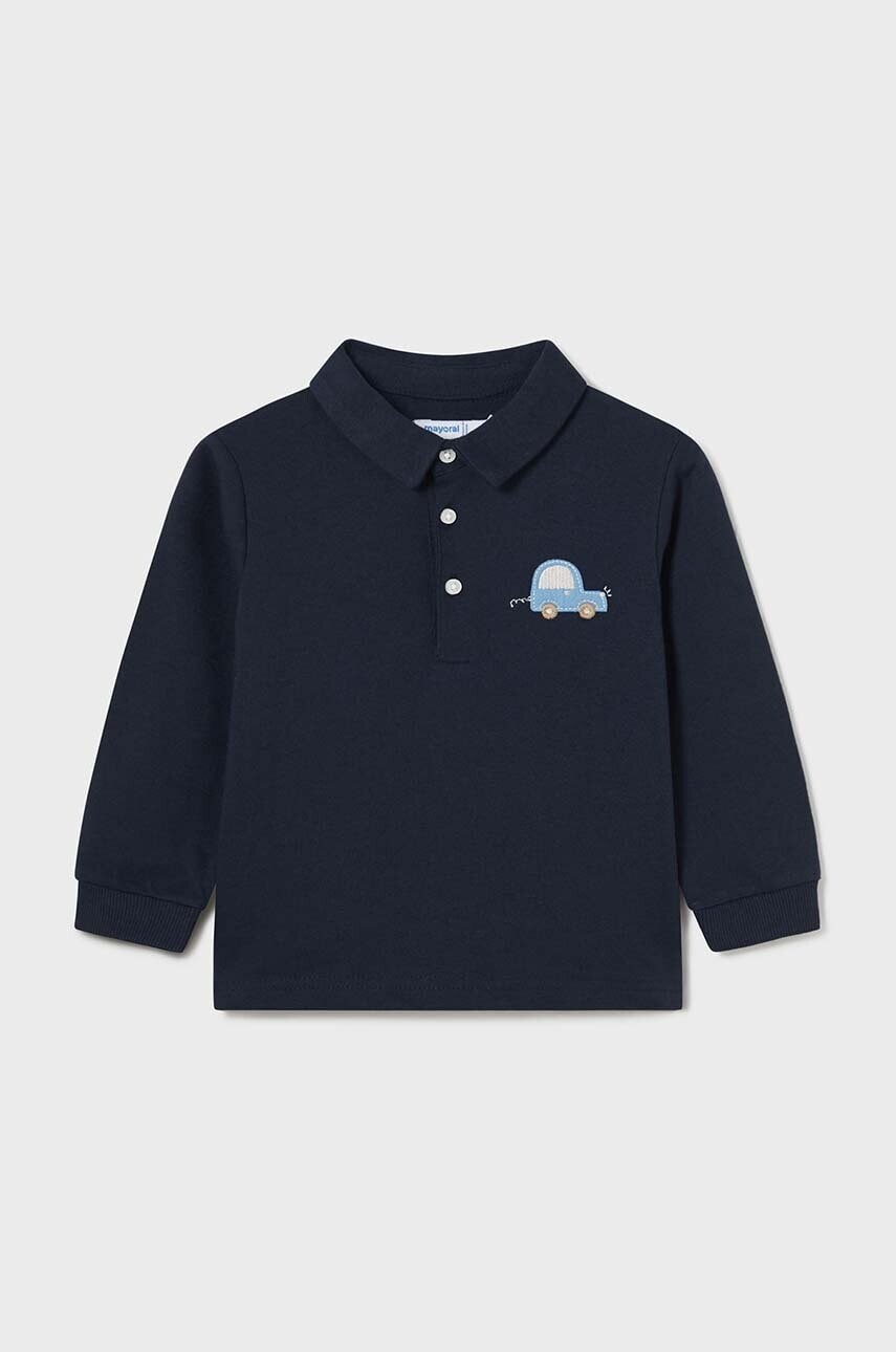 Detská bavlnená polokošeľa Mayoral tmavomodrá farba, jednofarebná, 2184