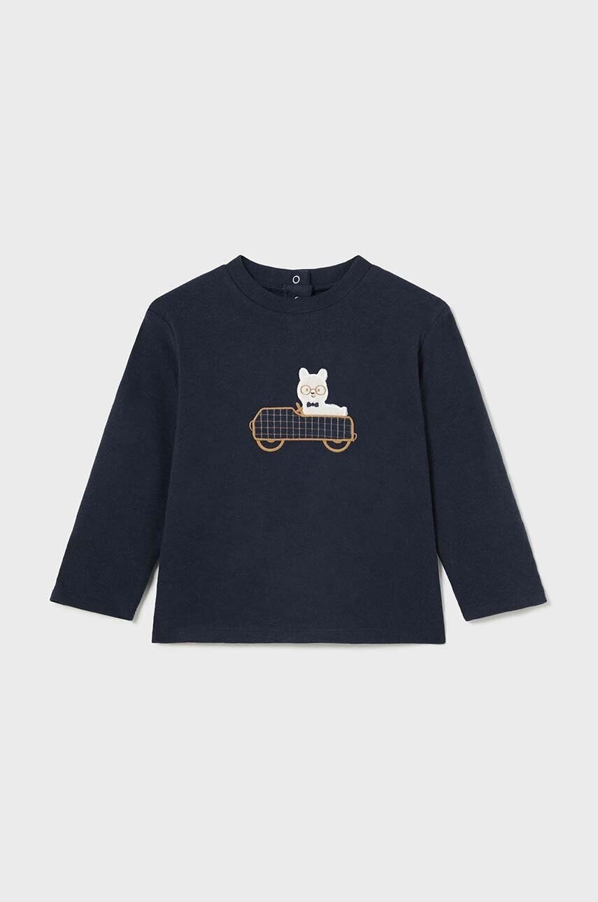 Tričko s dlhým rukávom pre bábätká Mayoral tmavomodrá farba, s potlačou, 2031