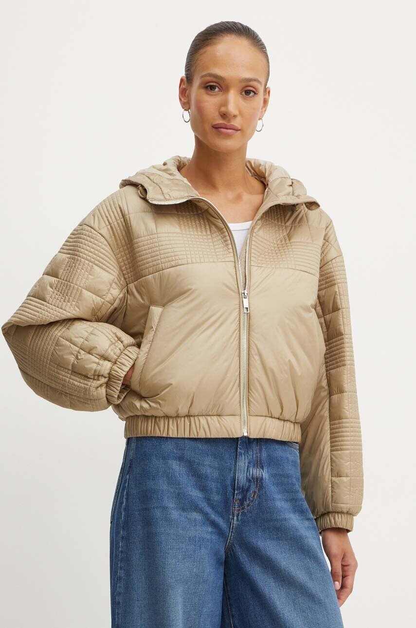 Bunda BOSS dámska, béžová farba, zimná, oversize, 50518851