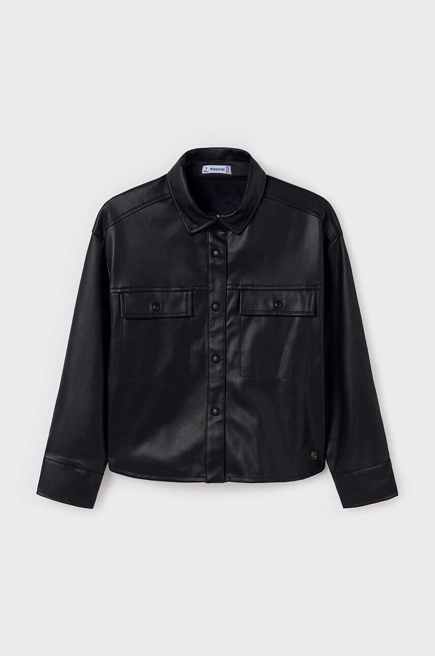 Detská košeľa Mayoral čierna farba, 7194