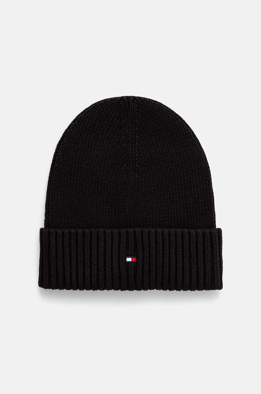 Detská bavlnená čiapka Tommy Hilfiger čierna farba biela, bavlnená, AU0AU01526