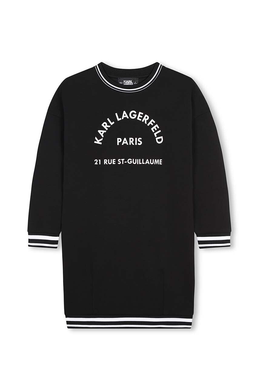 Dievčenské šaty Karl Lagerfeld čierna farba, mini, rovný strih, Z30185