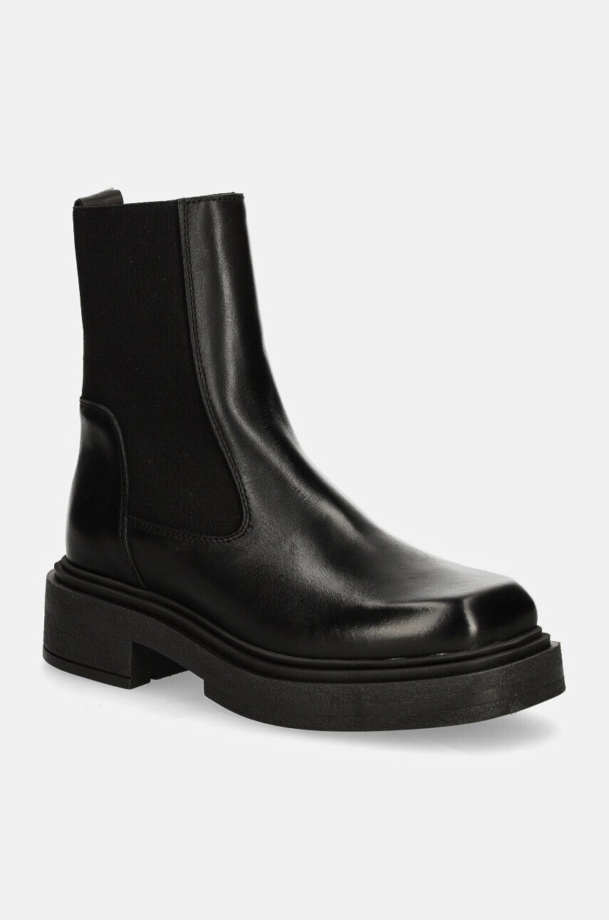 Kožené topánky chelsea Steve Madden Churro dámske, čierna farba, na platforme, SM11003363