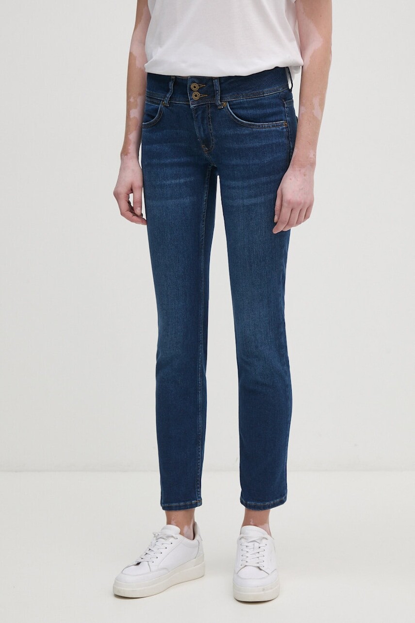 Rifle Pepe Jeans SLIM JEANS LW dámske, tmavomodrá farba, PL204729DP6