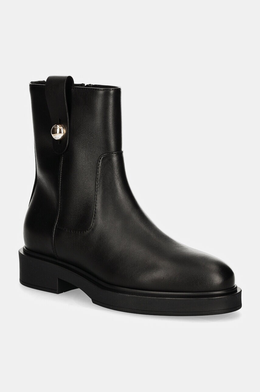Kožené členkové topánky Furla Sfera Ankle Boot dámske, čierna farba, na plochom podpätku, YI51CIT WU0000 O6000