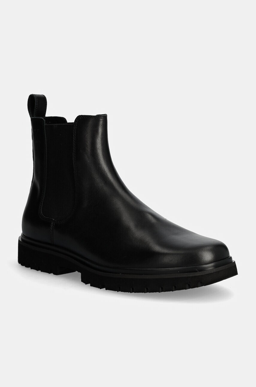 Kožená obuv Calvin Klein Jeans EVA BOOT MID CHELSEA UNIFORM DR pánska, čierna farba, YM0YM01072