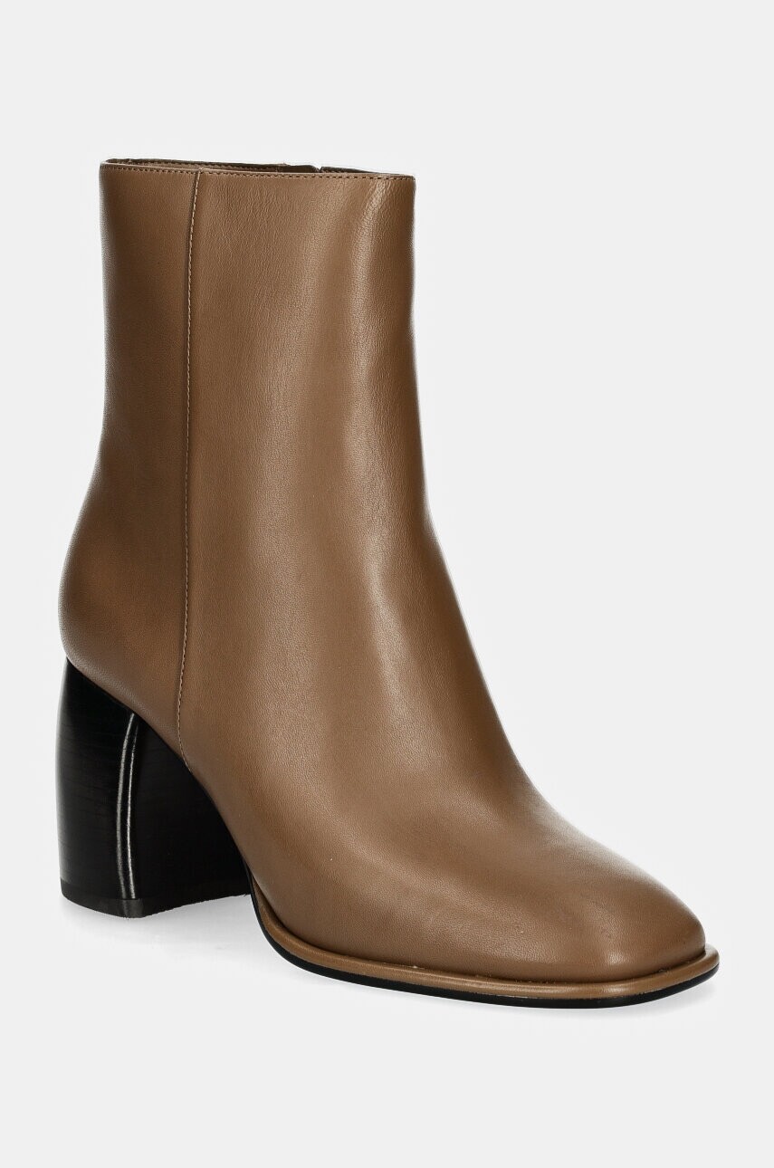 Kožené členkové topánky MICHAEL Michael Kors Maude dámske, béžová farba, na podpätku, 40F4MDME5L.229