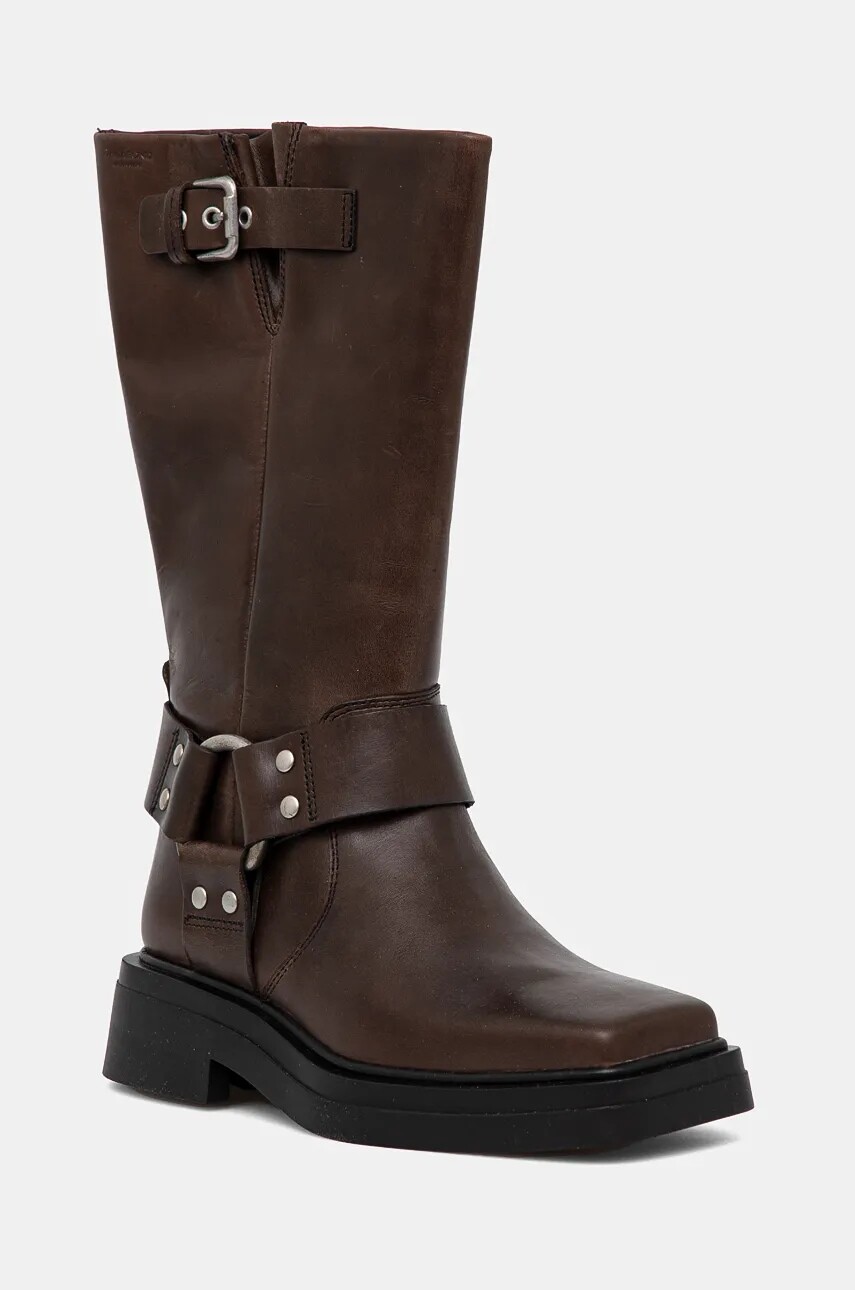 Kožené čižmy Vagabond Shoemakers EYRA dámske, hnedá farba, na plochom podpätku, 5452-209-19