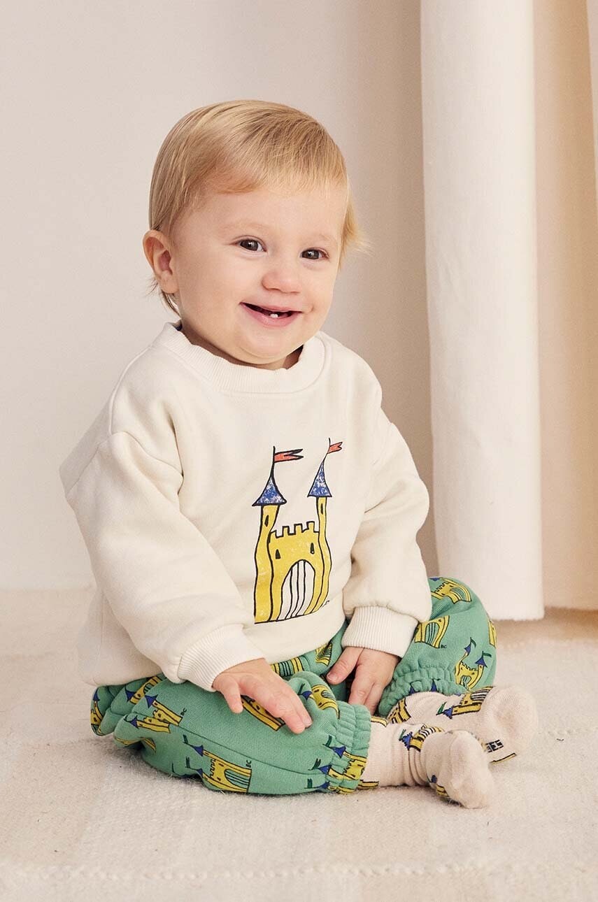 Mikina pre bábätká Bobo Choses Faraway Castle béžová farba, s potlačou, 224AB029