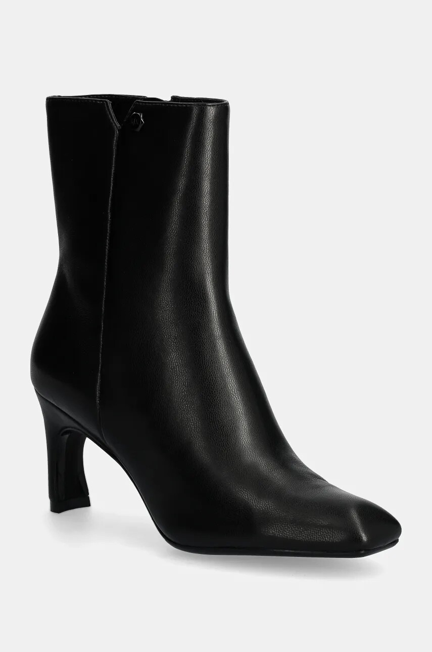 Členkové topánky Armani Exchange dámske, čierna farba, na vysokom podpätku, XDN038 XV886 00002