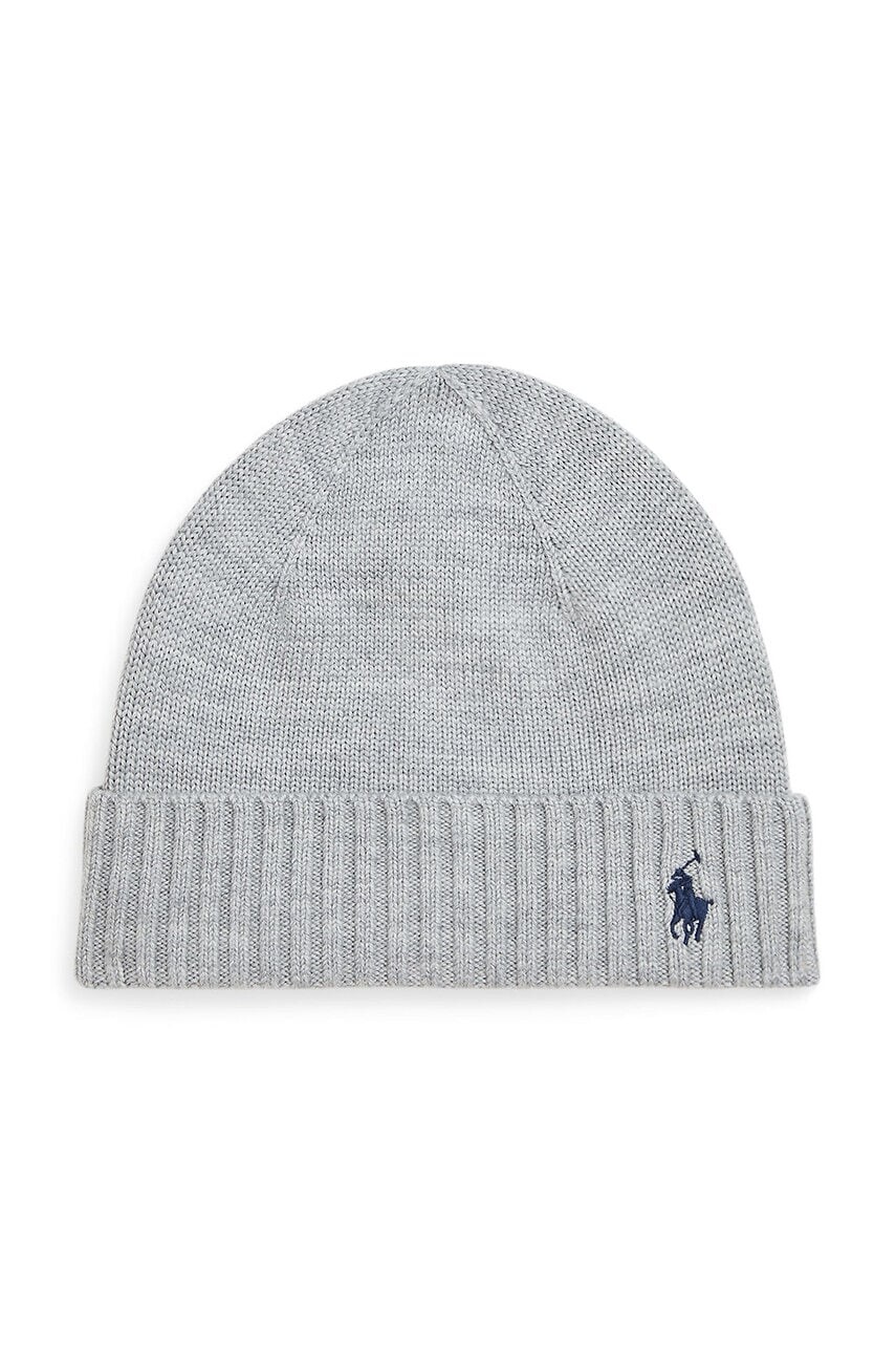 Detská vlnená čiapka Polo Ralph Lauren šedá farba biela, 323953204002