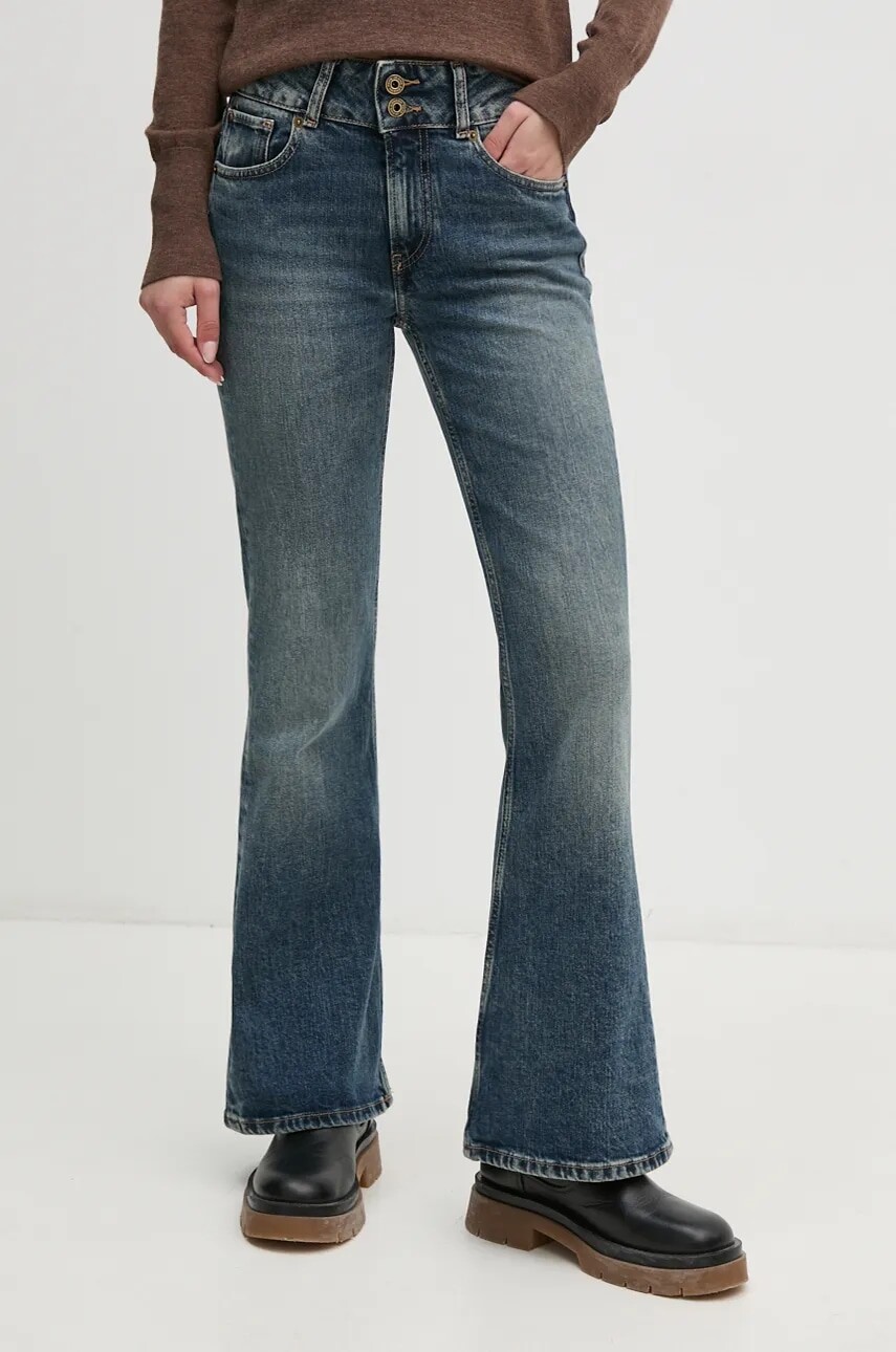 Rifle Pepe Jeans FLARE JEANS MW dámske, vysoký pás, PL204877HW6